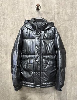 High Quality Prada Jackets Black Leather Minimalist Collection