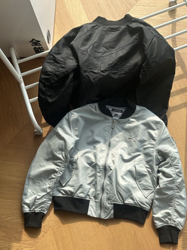 High Quality Nike Jackets Black Satin Logo Collection