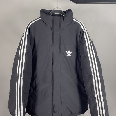 Premium Quality Balenciaga Down Jacket Black Cotton Striped Style