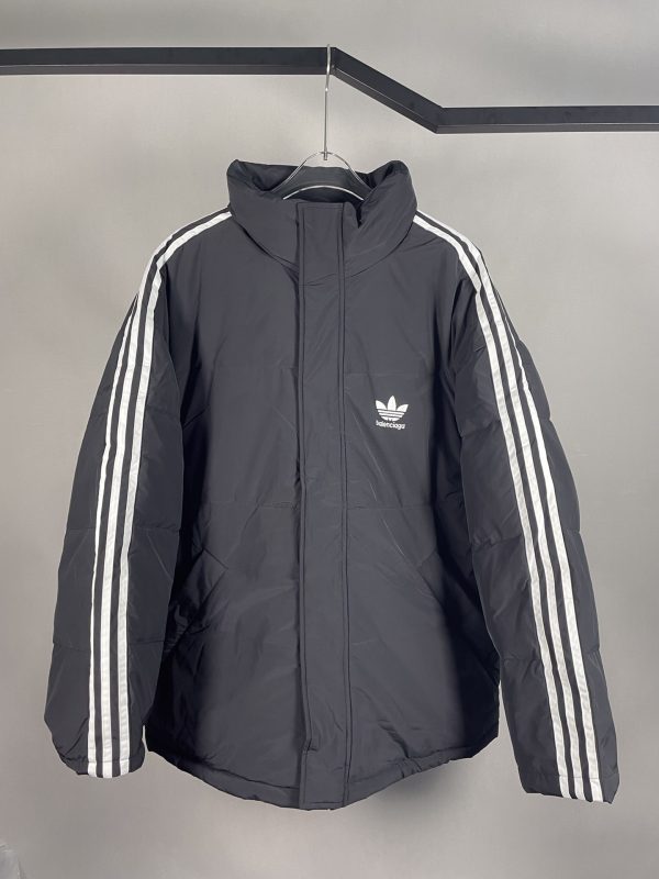 Premium Quality Balenciaga Down Jacket Black Cotton Striped Style