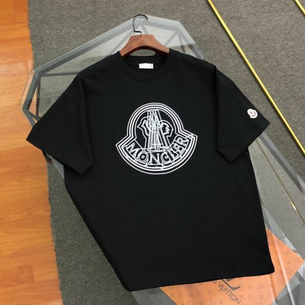 Premium Quality Moncler Short Sleeves White Cotton Logo Style