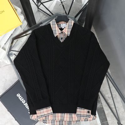 Premium Quality Burberry Shirt Black Wool Plaid Style