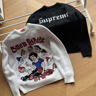 Luxury Supreme Sweater White Cotton Jacquard Luxury