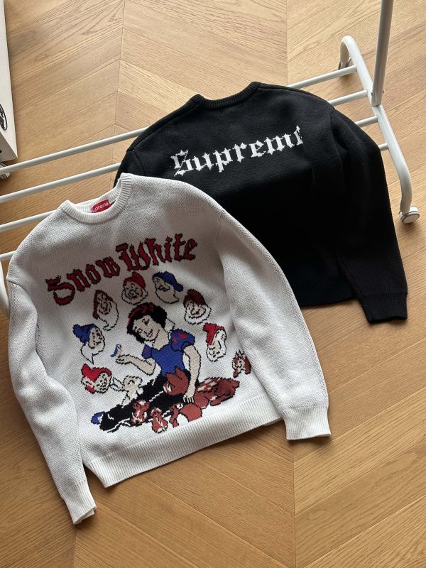 Luxury Supreme Sweater White Cotton Jacquard Luxury
