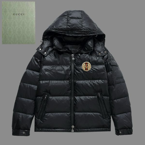 Premium Quality Gucci Down Jacket White Nylon Logo Collection