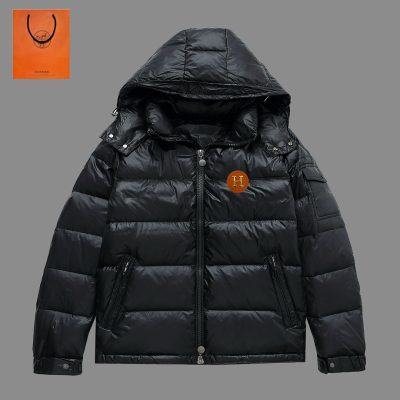 Best Selling Herm???S Down Jacket Black Nylon Breathable Luxury