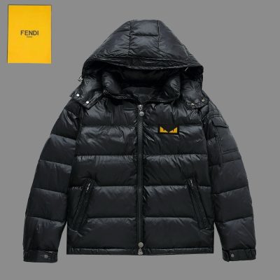 Premium Quality Fendi Down Jacket Black Nylon Breathable Collection