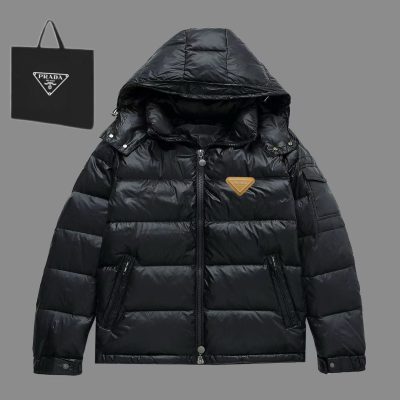 Premium Prada Down Jacket White Nylon Breathable Style