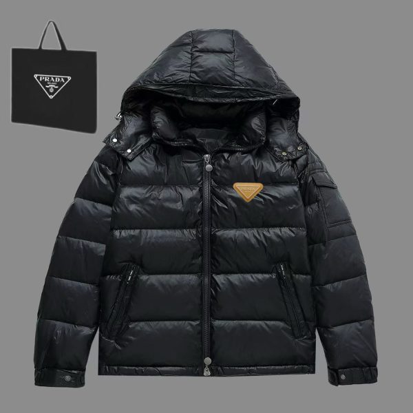 Premium Prada Down Jacket White Nylon Breathable Style