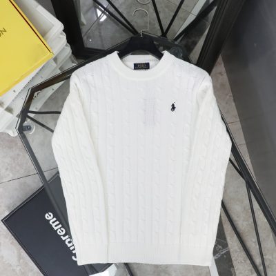 Premium Quality Ralph Lauren Sweater White Wool Embroidered Collection