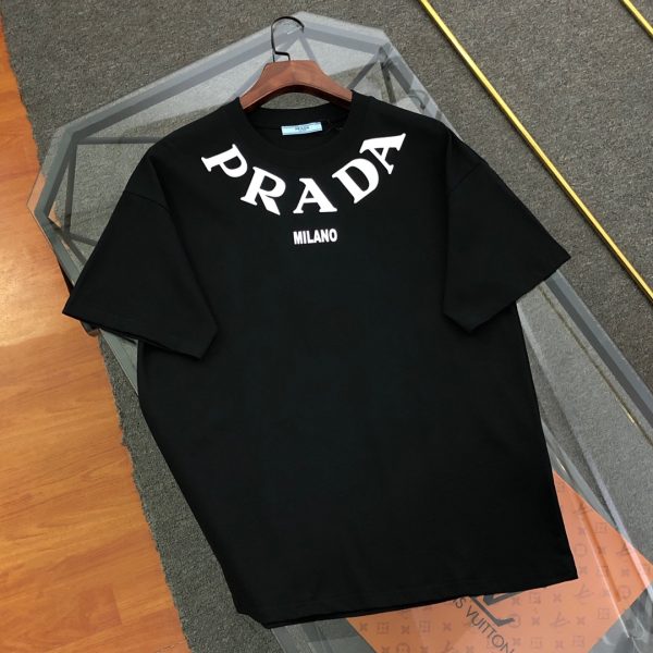 Luxury Prada Short Sleeves White Cotton Logo Collection