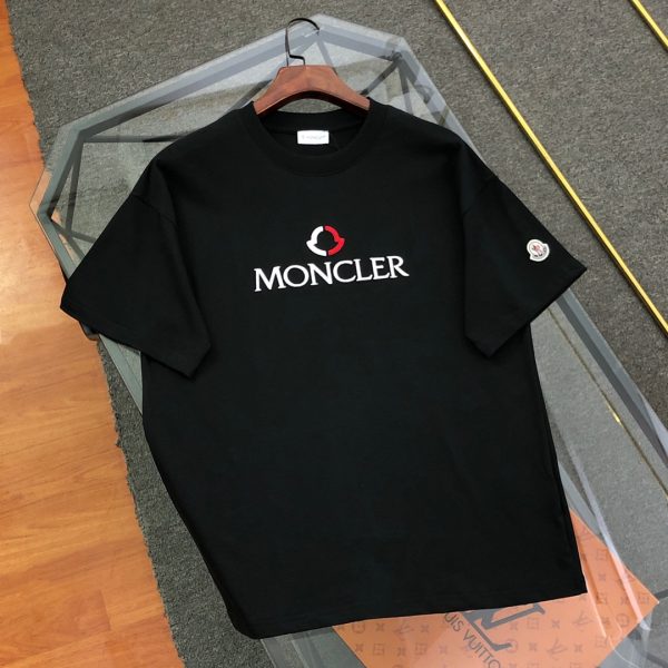 Premium Moncler Short Sleeves White Cotton Embroidered Style