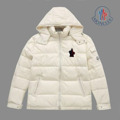 Premium Moncler Down Jacket White Nylon Breathable Style