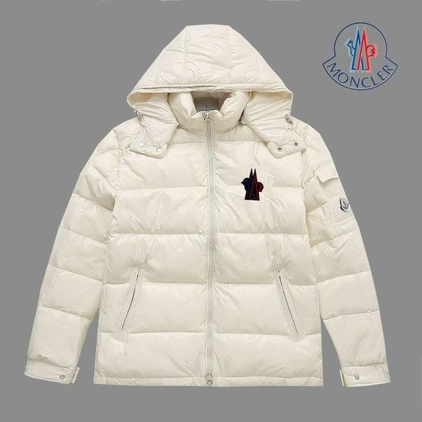 Premium Moncler Down Jacket White Nylon Breathable Style