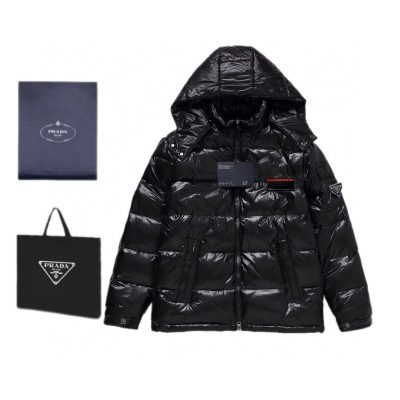 Premium Quality Prada Down Jacket Black Nylon Breathable Luxury