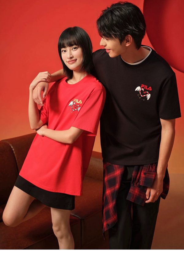 Premium Quality Fila Short Sleeves Black Cotton Oversized Luxury