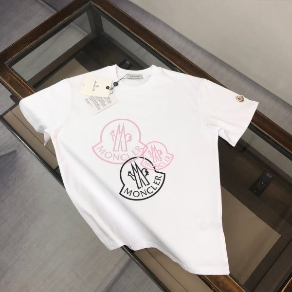 Luxury Moncler Short Sleeves Black Cotton Print Collection