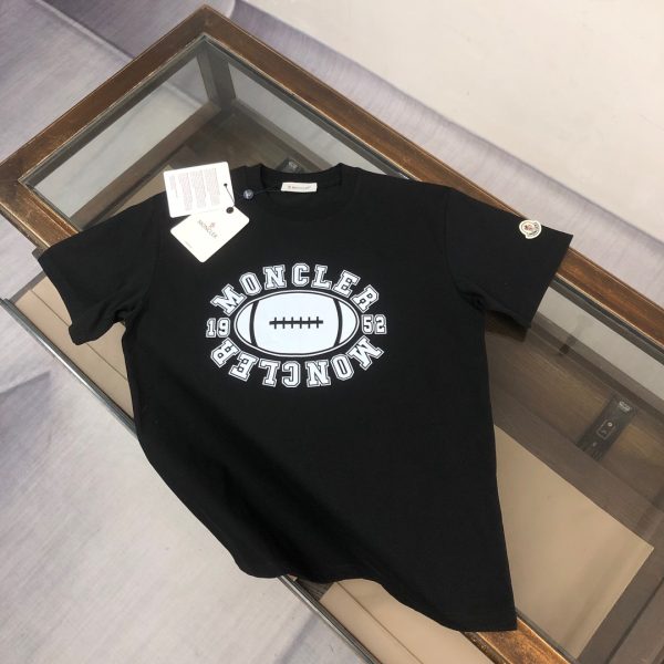 Luxury Moncler Short Sleeves Black Cotton Print Collection