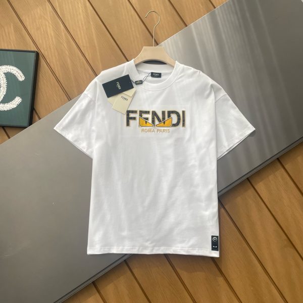 High Quality Fendi Short Sleeves Black Cotton Embroidery Collection