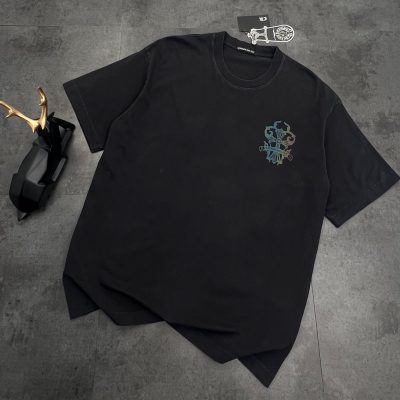 Premium Quality Chrome Hearts Short Sleeves Black Cotton Gradient Collection