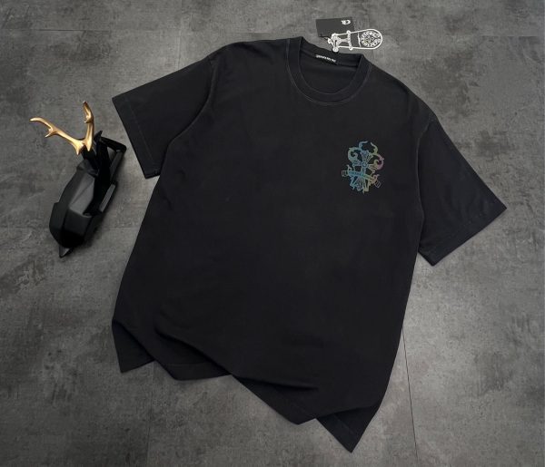Premium Quality Chrome Hearts Short Sleeves Black Cotton Gradient Collection