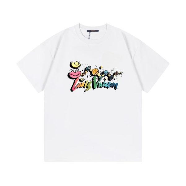 Premium Quality Louis Vuitton Short Sleeves White Cotton Logo Style