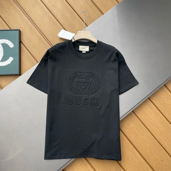 High Quality Gucci Short Sleeves Black Cotton Monogram Luxury