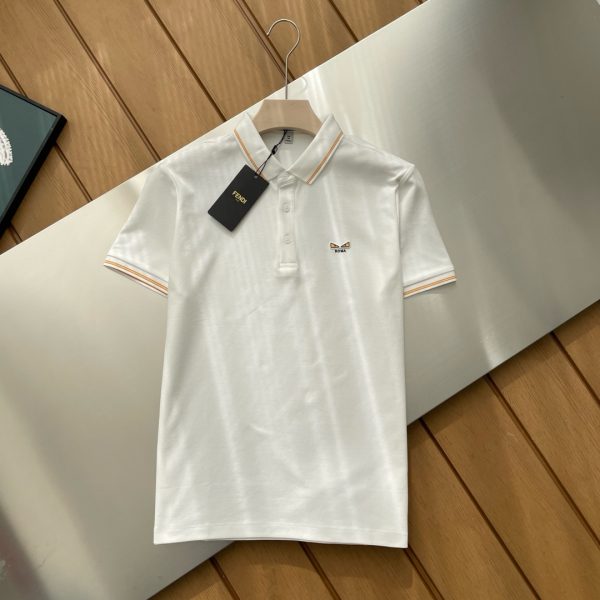 Luxury Fendi Short Sleeves Black Cotton Embroidery Style