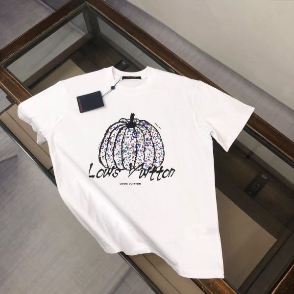 High Quality Louis Vuitton Short Sleeves Black Cotton Logo Collection