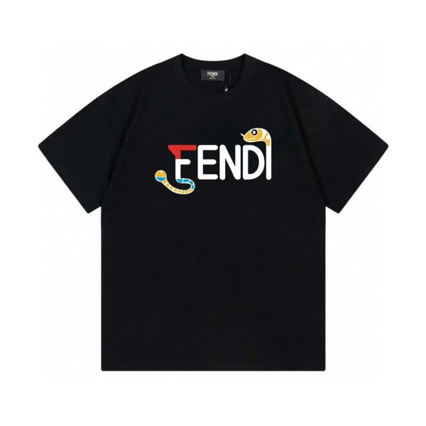 Premium Fendi Short Sleeves White Cotton Logo Luxury