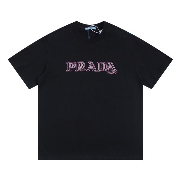 Premium Prada Short Sleeves Pink Cotton Washed Luxury