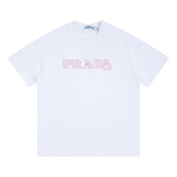 High Quality Prada Short Sleeves Pink Cotton Washed Style