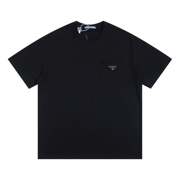 Premium Prada Short Sleeves Black Cotton Logo Style