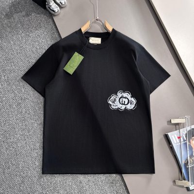 Premium Gucci Short Sleeves Black Cotton Logo Collection