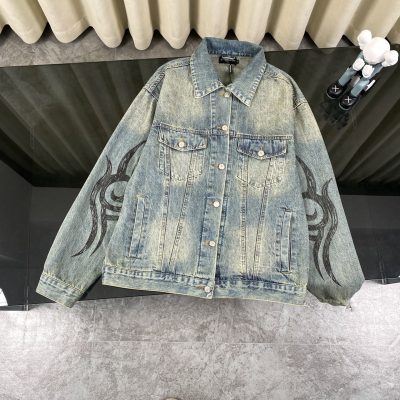 Best Selling Balenciaga Coat Denim Print Style