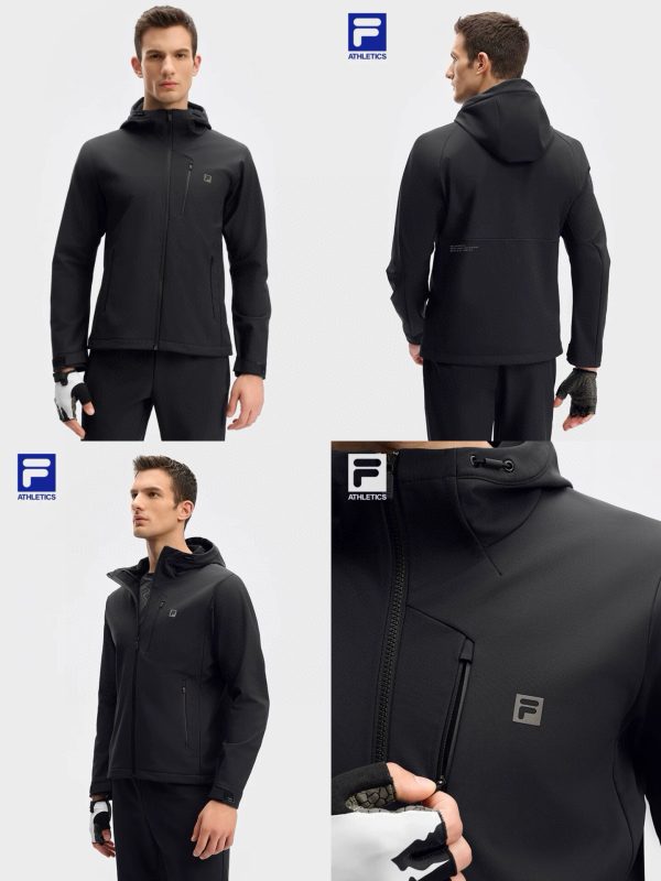High Quality Fila Jackets Black Fleece Breathable Style