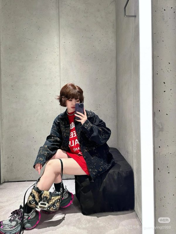 Luxury Balenciaga Coat Gray Denim Washed Luxury