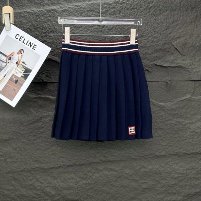 Premium Miu Miu Knitted Skirt Navy Cashmere Washed Luxury