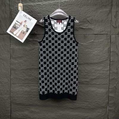 Luxury Gucci Dresses Black Knit Jacquard Style