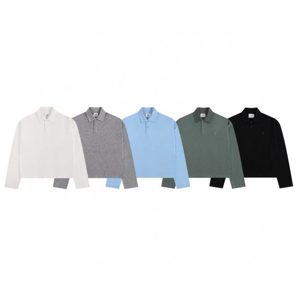 Premium Quality Ami Long Sleeves Sky Cotton Embroidery Luxury