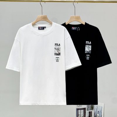 Luxury Fila Short Sleeves Black Cotton Print Luxury