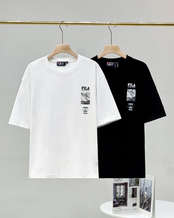 Luxury Fila Short Sleeves Black Cotton Print Luxury