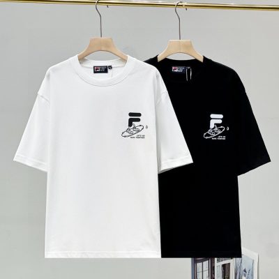 High Quality Fila Short Sleeves Black Cotton Casual Collection