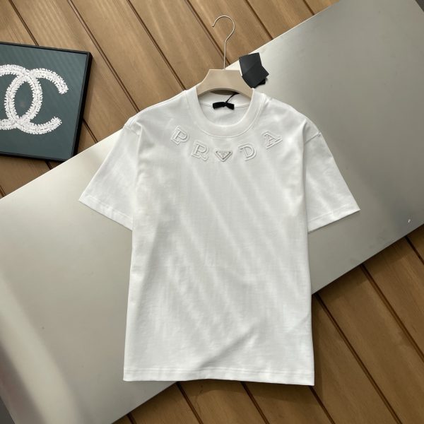 Luxury Prada Short Sleeves Black Cotton Washed Style