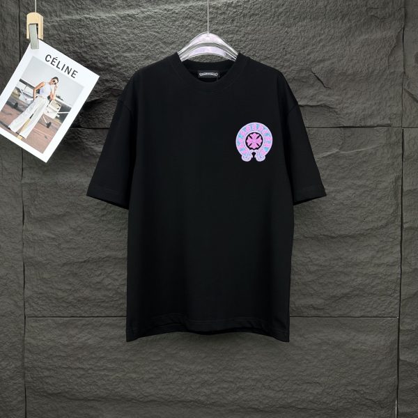 High Quality Chrome Hearts Short Sleeves Black Cotton Washed Luxury