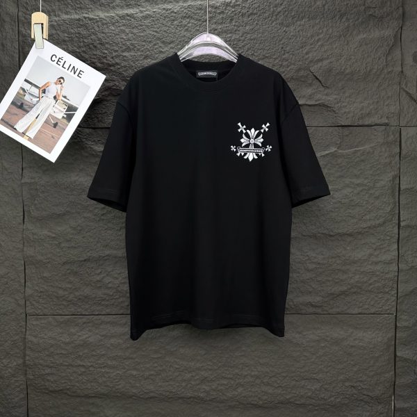 Luxury Chrome Hearts Short Sleeves Black Cotton Washed Style