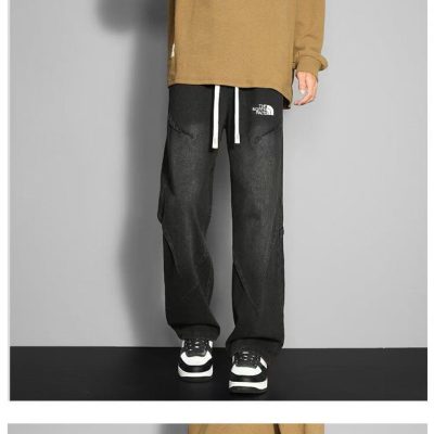 Premium Quality The North Face Trousers White Denim Washed Style