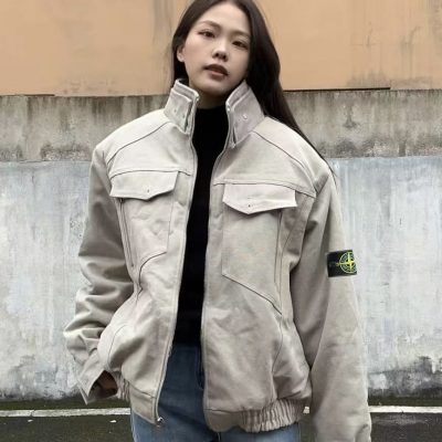 Best Selling Stone Island Coat Beige Canvas Washed Collection