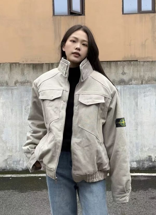 Best Selling Stone Island Coat Beige Canvas Washed Collection