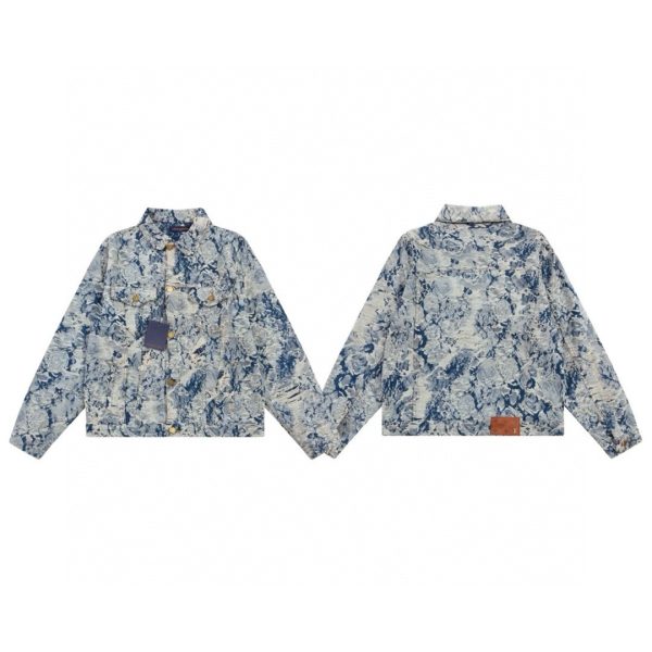 Premium Louis Vuitton Coats Blue Denim Print Collection